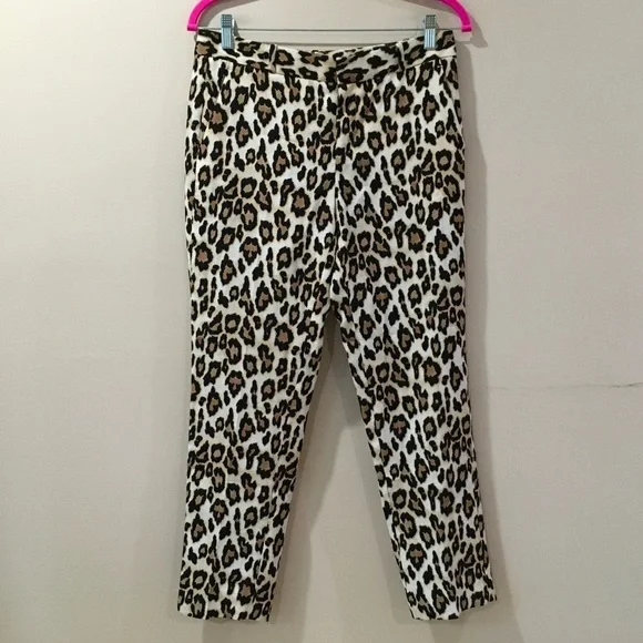 Banana Republic avery trouser ankle pants animal print leopard brown size 2 new - Picture 3 of 10